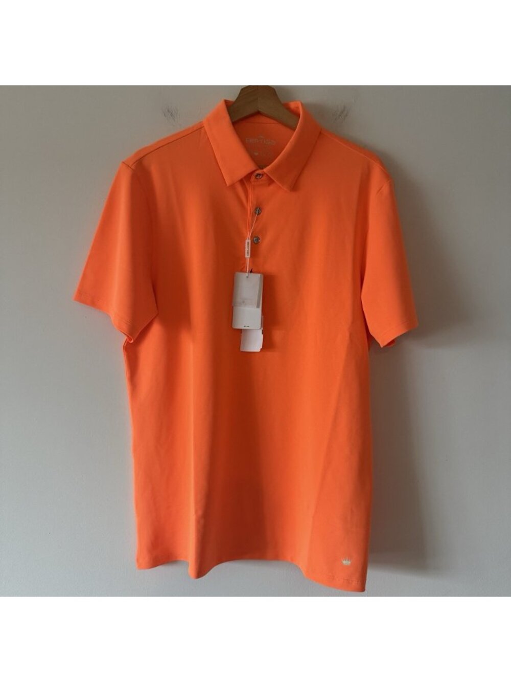 Bertigo Performance Polo Men’s Sz L Orange Silver Buttons Golf Shirt NWT